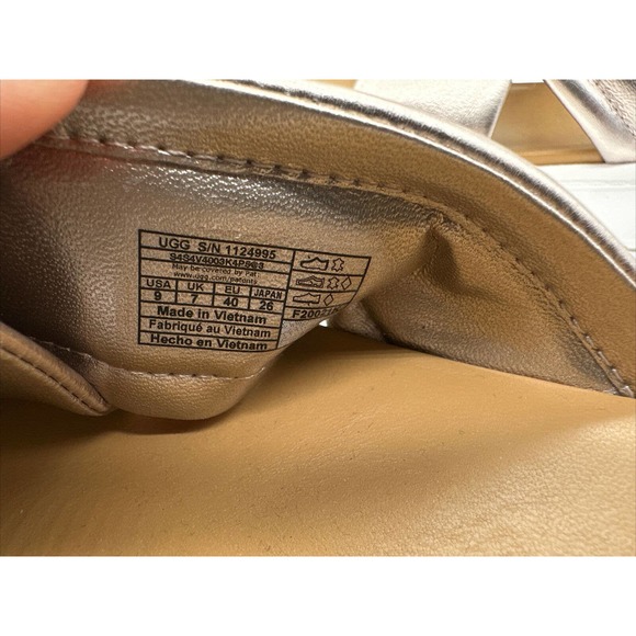 UGG ZAYNE CROSSBAND PLATFORM SLIDE Women Size 9 US Leather ROSE GOLD METALLIC - Picture 5 of 5